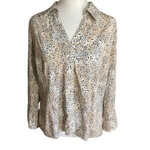 Alfani Women's Button Down Shirt, 3/4 Sleeve, Cotton, V-Neck, Office, sz 16